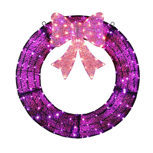 VINGLI Large LED Halloween & Christmas Wreath - 36/48/60 Inch Outdoor Decoration with Multi-Color Lights and Plug-In Control - Perfect for Garage & Entryways