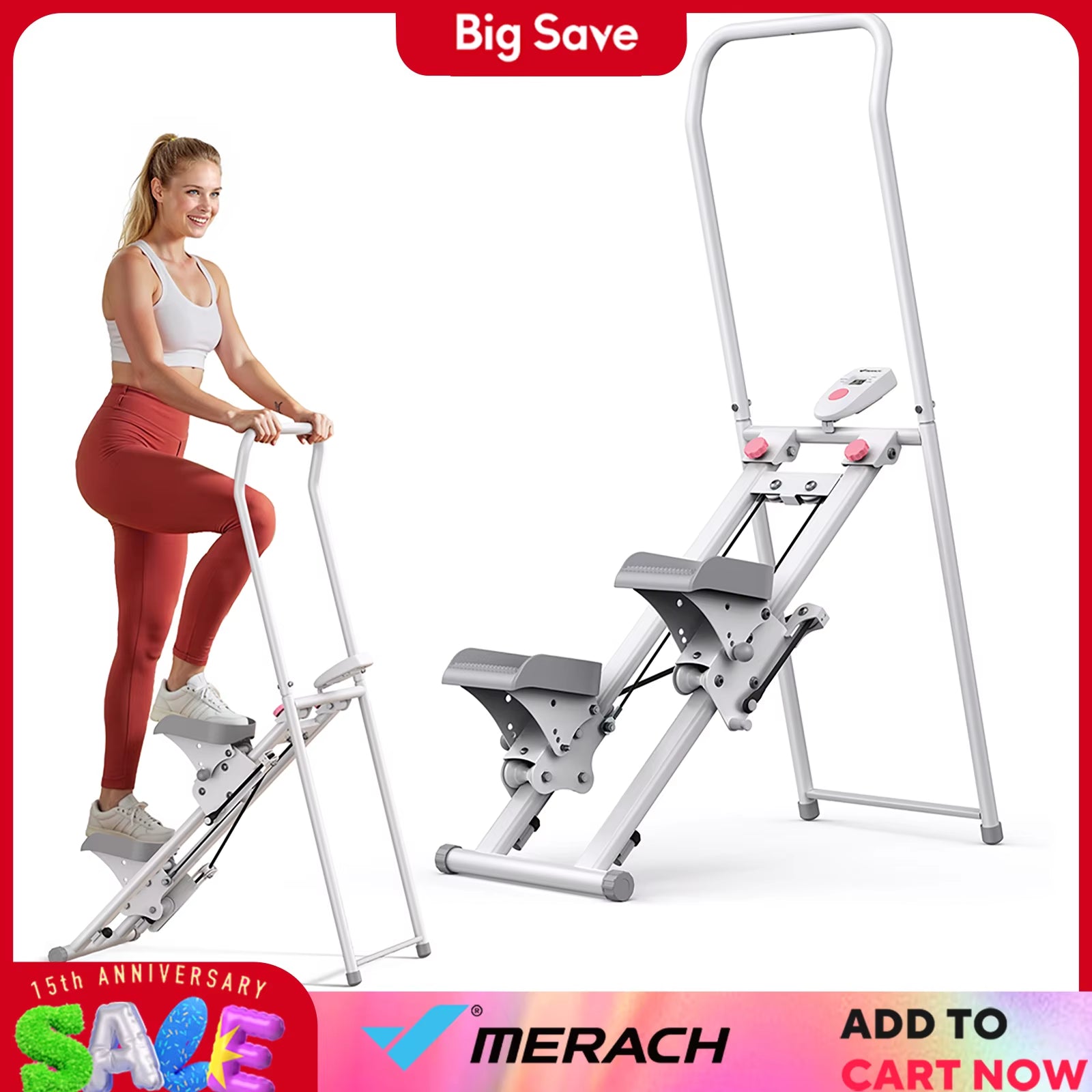 Stair Stepper for Home Gym Exercise New Version Vertical Climber Machine Full-Body Workout Compact Folding Cardio Stepper