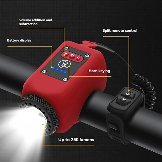 ABMO 2-in-1 Bike Light and Horn Set for Night Cycling - 4 Light Modes, IPX5 Waterproof, Black